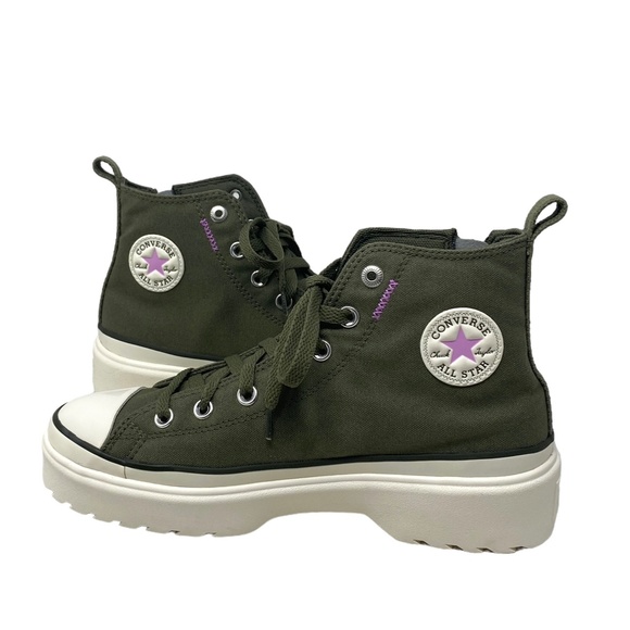 Converse Chuck Taylor Lugged Lift Kids Women's High Sneaker Khaki Canvas A04798C - Picture 5 of 8